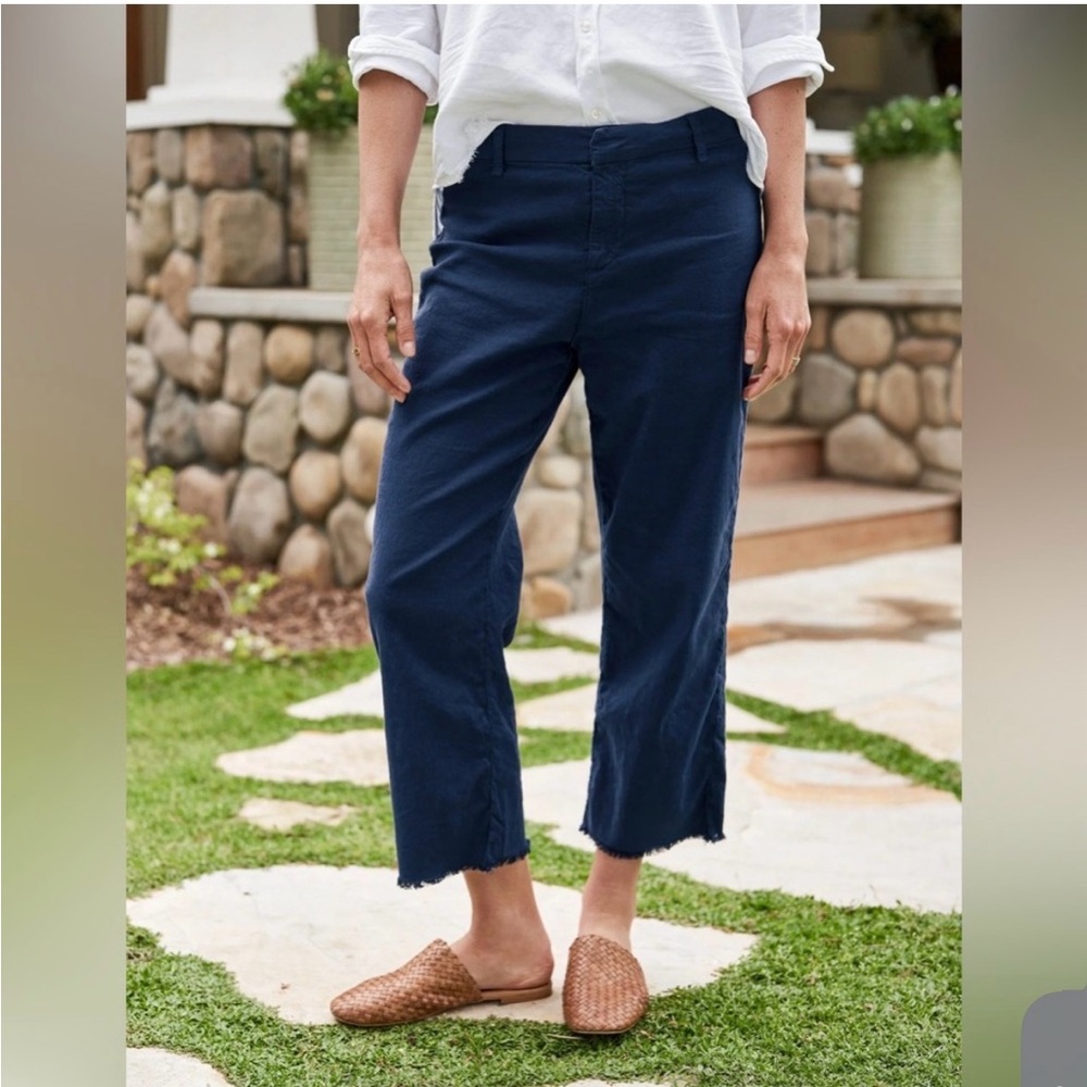 Frank & Eileen Kinsale Performance Pant In Navy Womens Flax Cotton Blend Size 4